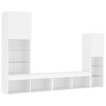 Casa si Gradina - Mobilier - Comode si corpuri - Comode - Unitati de perete TV cu LED-uri, 4 piese, alb, lemn prelucrat - Infinity.ro