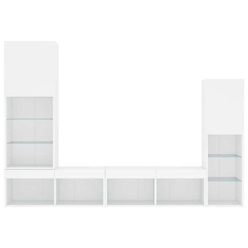 Casa si Gradina - Mobilier - Comode si corpuri - Comode - Unitati de perete TV cu LED-uri, 4 piese, alb, lemn prelucrat - Infinity.ro
