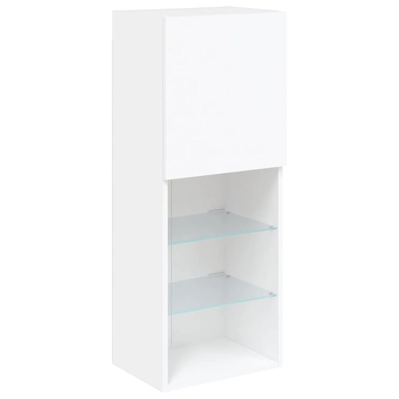 Casa si Gradina - Mobilier - Comode si corpuri - Comode - Unitati de perete TV cu LED-uri, 4 piese, alb, lemn prelucrat - Infinity.ro