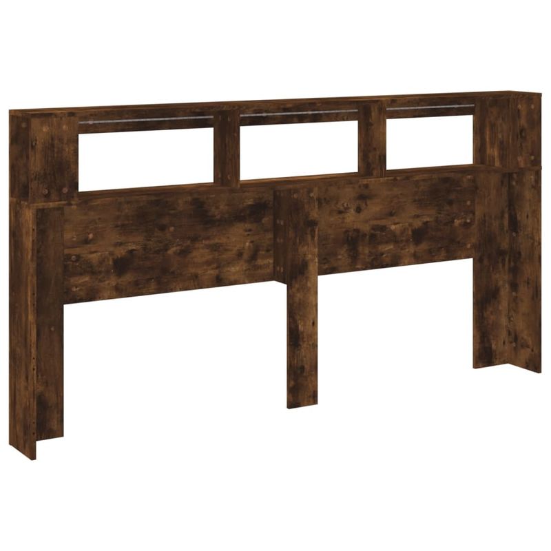 Casa si Gradina - Mobilier - Paturi si accesorii - Accesorii paturi - Tablie de pat cu LED, stejar fumuriu, 220x18,5x103,5 cm, lemn, mărime 200x103.5 cm - Infinity.ro