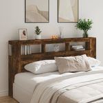 Casa si Gradina - Mobilier - Paturi si accesorii - Accesorii paturi - Tablie de pat cu LED, stejar fumuriu, 220x18,5x103,5 cm, lemn, mărime 200x103.5 cm - Infinity.ro
