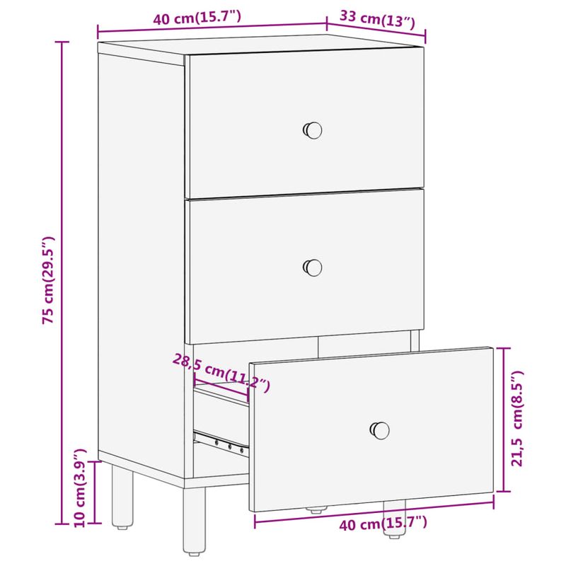 Casa si Gradina - Mobilier - Comode si corpuri - Comode - Dulap lateral, 40x33x75 cm, lemn masiv de acacia - Infinity.ro