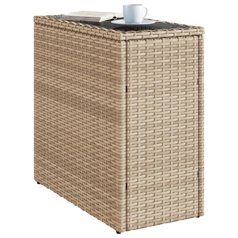 Casa si Gradina - Gradina si terasa - Mobilier exterior - Mese gradina - Masa laterala gradina, blat sticla, bej 58x27,5x55 cm poliratan - Infinity.ro