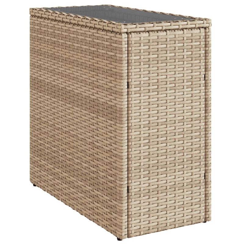 Casa si Gradina - Gradina si terasa - Mobilier exterior - Mese gradina - Masa laterala gradina, blat sticla, bej 58x27,5x55 cm poliratan - Infinity.ro