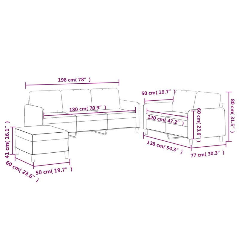 Casa si Gradina - Mobilier - Seturi de mobilier - Seturi living - Set de canapele cu perne, 3 piese, maro, textil - Infinity.ro