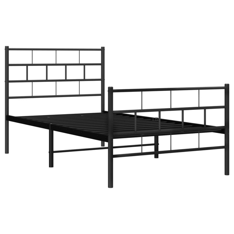 Casa si Gradina - Mobilier - Paturi si accesorii - Paturi - Cadru pat metalic cu tablii de cap/picioare, negru, 75x190 cm - Infinity.ro