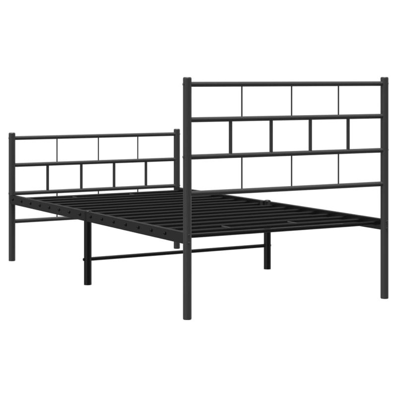 Casa si Gradina - Mobilier - Paturi si accesorii - Paturi - Cadru pat metalic cu tablii de cap/picioare, negru, 75x190 cm - Infinity.ro