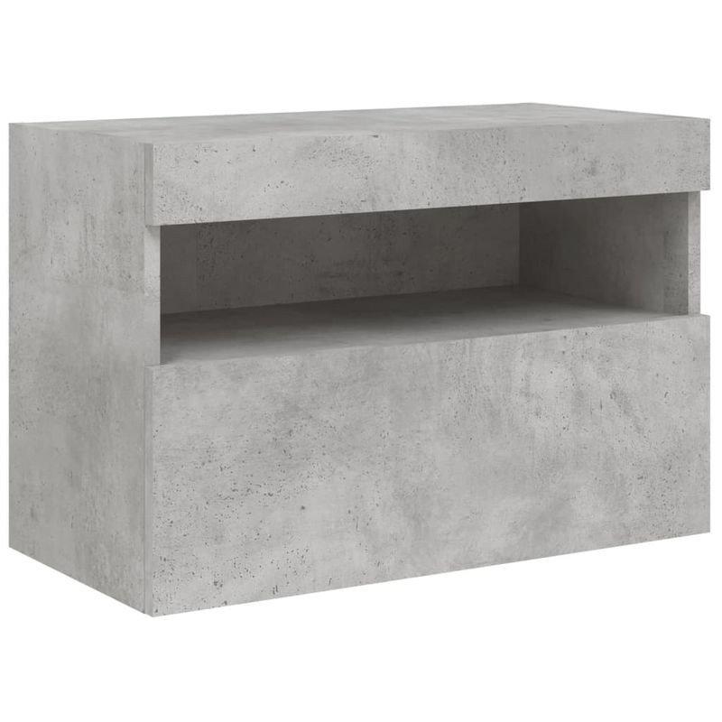 Casa si Gradina - Mobilier - Comode si corpuri - Comode - Comoda TV de perete cu lumini LED, gri beton, 60x30x40 cm - Infinity.ro