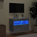 Casa si Gradina - Mobilier - Comode si corpuri - Comode - Comoda TV de perete cu lumini LED, gri beton, 60x30x40 cm - Infinity.ro