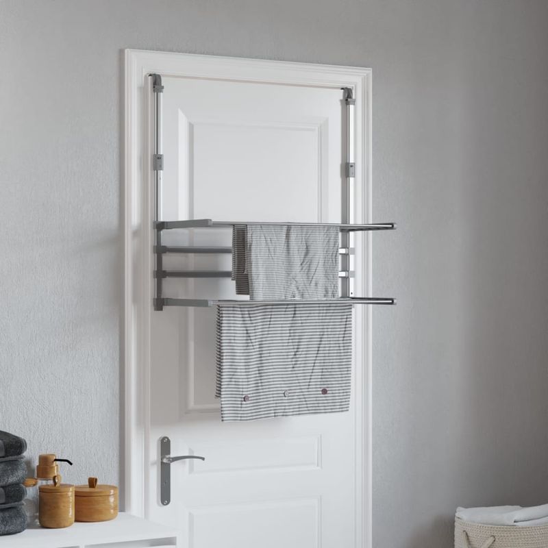 Market - Spalare si intretinere rufe - Uscatoare de rufe si accesorii - Suport de uscare pentru balcon 89x25x(60-95) cm aluminiu - Infinity.ro