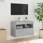Casa si Gradina - Mobilier - Comode si corpuri - Comode - Comoda TV de perete cu lumini LED, gri beton, 60x30x40 cm - Infinity.ro