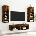 Casa si Gradina - Mobilier - Comode si corpuri - Comode - Comoda TV cu lumini LED, stejar fumuriu, 60x30x30 cm - Infinity.ro