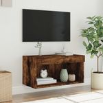 Casa si Gradina - Mobilier - Comode si corpuri - Comode - Comoda TV cu lumini LED, stejar fumuriu, 60x30x30 cm - Infinity.ro