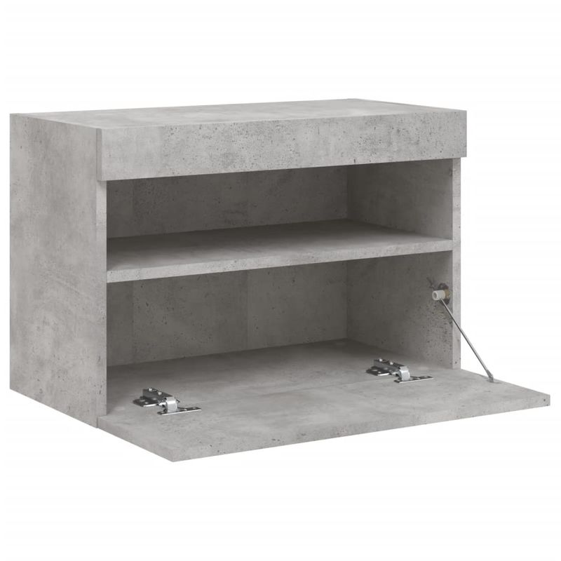Casa si Gradina - Mobilier - Comode si corpuri - Comode - Comoda TV de perete cu lumini LED, gri beton, 60x30x40 cm - Infinity.ro