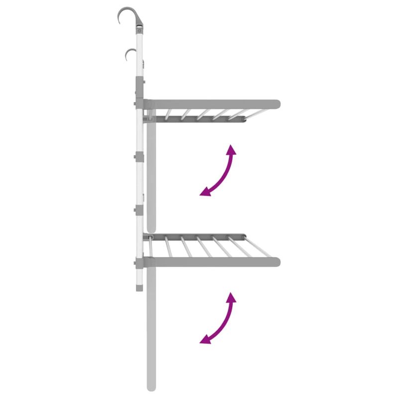 Market - Spalare si intretinere rufe - Uscatoare de rufe si accesorii - Suport de uscare pentru balcon 89x25x(60-95) cm aluminiu - Infinity.ro