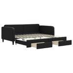 Casa si Gradina - Mobilier - Paturi si accesorii - Paturi - Pat de zi cu extensie si sertare, negru, 100x200 cm, textil - Infinity.ro