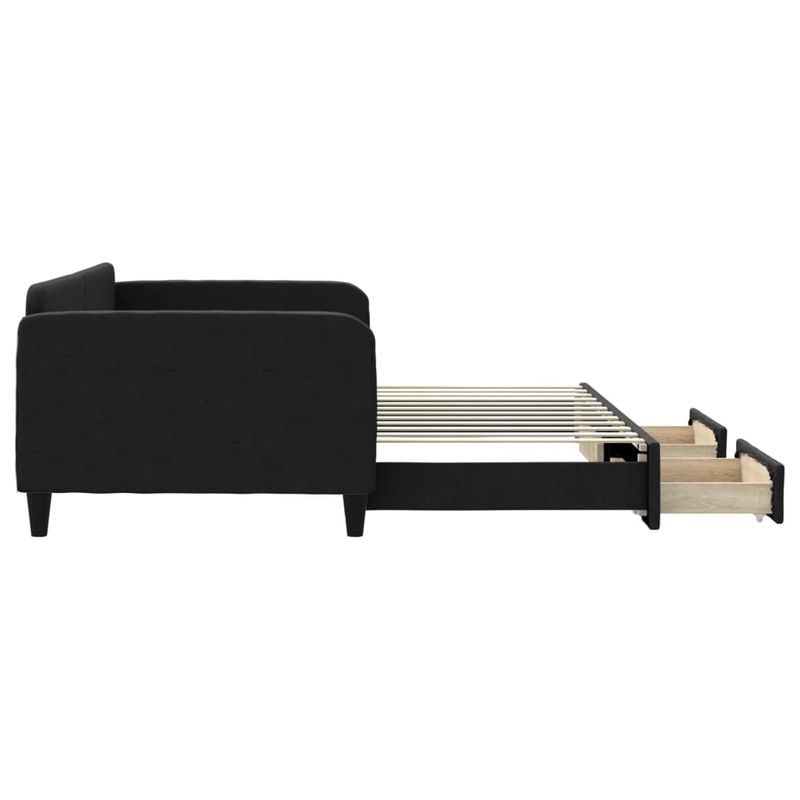 Casa si Gradina - Mobilier - Paturi si accesorii - Paturi - Pat de zi cu extensie si sertare, negru, 100x200 cm, textil - Infinity.ro