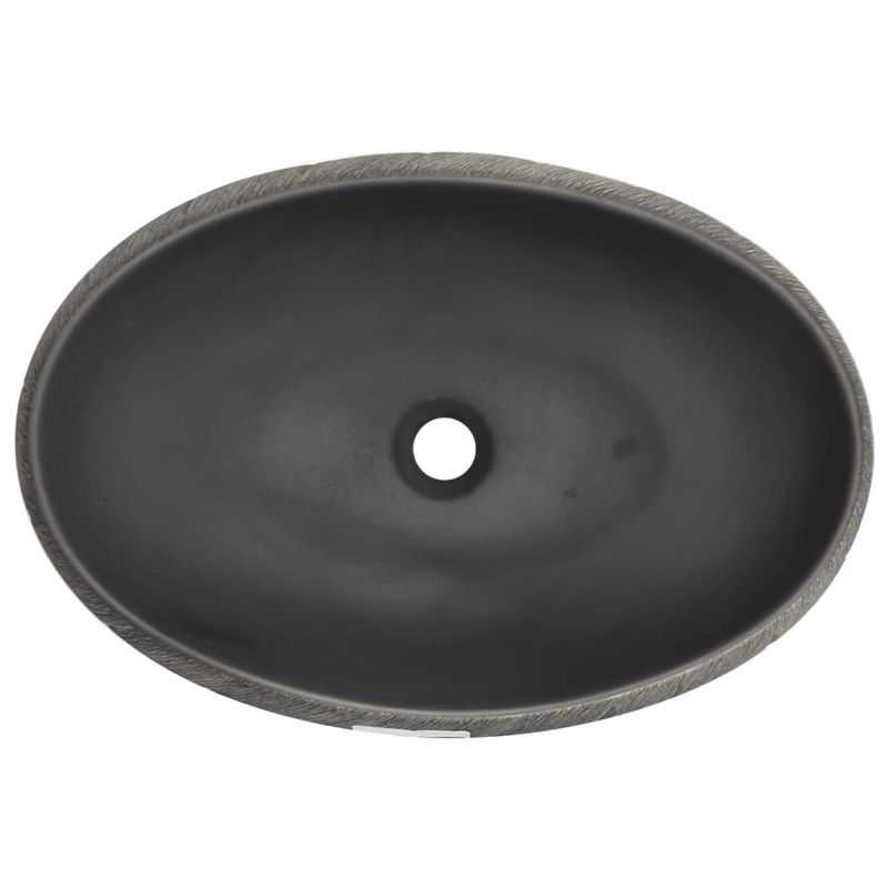 Casa si Gradina - Sanitare - Lavoar baie si accesorii - Lavoare si piedestale - Lavoar de blat, negru si gri, 59x40x15 cm, ceramica, oval - Infinity.ro