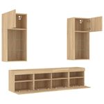 Casa si Gradina - Mobilier - Comode si corpuri - Comode - Unitati de perete TV cu LED-uri, 5 piese, stejar sonoma, lemn - Infinity.ro
