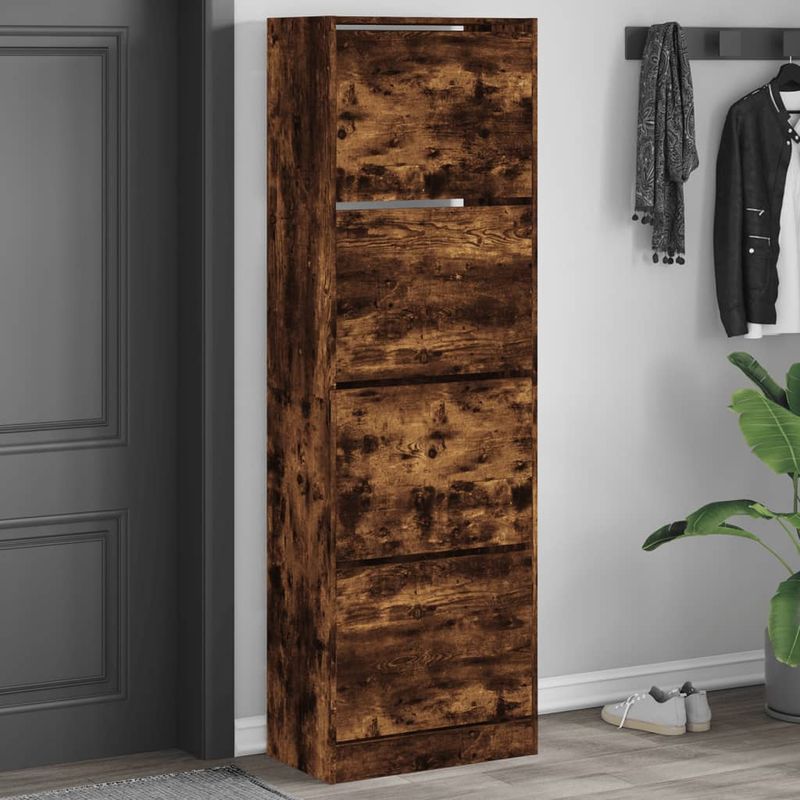 Casa si Gradina - Mobilier - Organizare si depozitare - Organizator incaltaminte - Pantofar cu 4 sertare rabatabile, stejar fumuriu, 60x34x187,5cm - Infinity.ro
