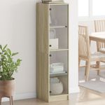 Casa si Gradina - Mobilier - Comode si corpuri - Corpuri bucatarie - Dulap inalt cu usi din sticla, stejar sonoma, 35x37x142 cm - Infinity.ro