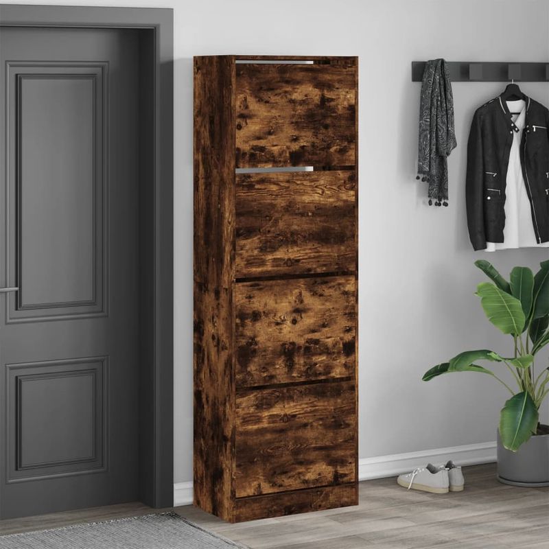 Casa si Gradina - Mobilier - Organizare si depozitare - Organizator incaltaminte - Pantofar cu 4 sertare rabatabile, stejar fumuriu, 60x34x187,5cm - Infinity.ro