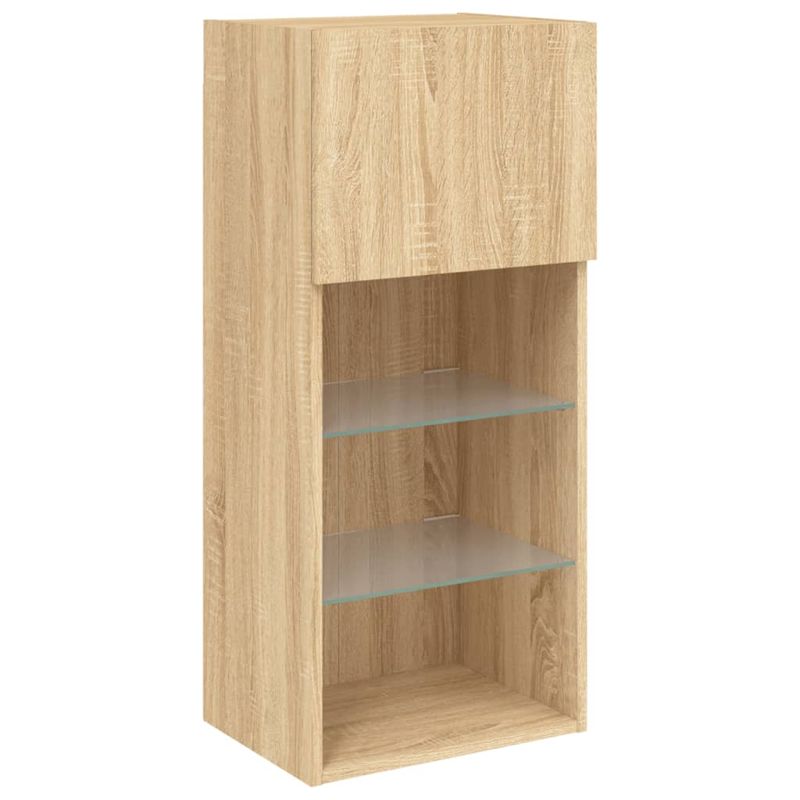 Casa si Gradina - Mobilier - Comode si corpuri - Comode - Unitati de perete TV cu LED-uri, 5 piese, stejar sonoma, lemn - Infinity.ro