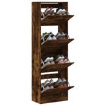 Casa si Gradina - Mobilier - Organizare si depozitare - Organizator incaltaminte - Pantofar cu 4 sertare rabatabile, stejar fumuriu, 60x34x187,5cm - Infinity.ro