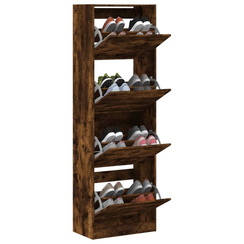 Casa si Gradina - Mobilier - Organizare si depozitare - Organizator incaltaminte - Pantofar cu 4 sertare rabatabile, stejar fumuriu, 60x34x187,5cm - Infinity.ro