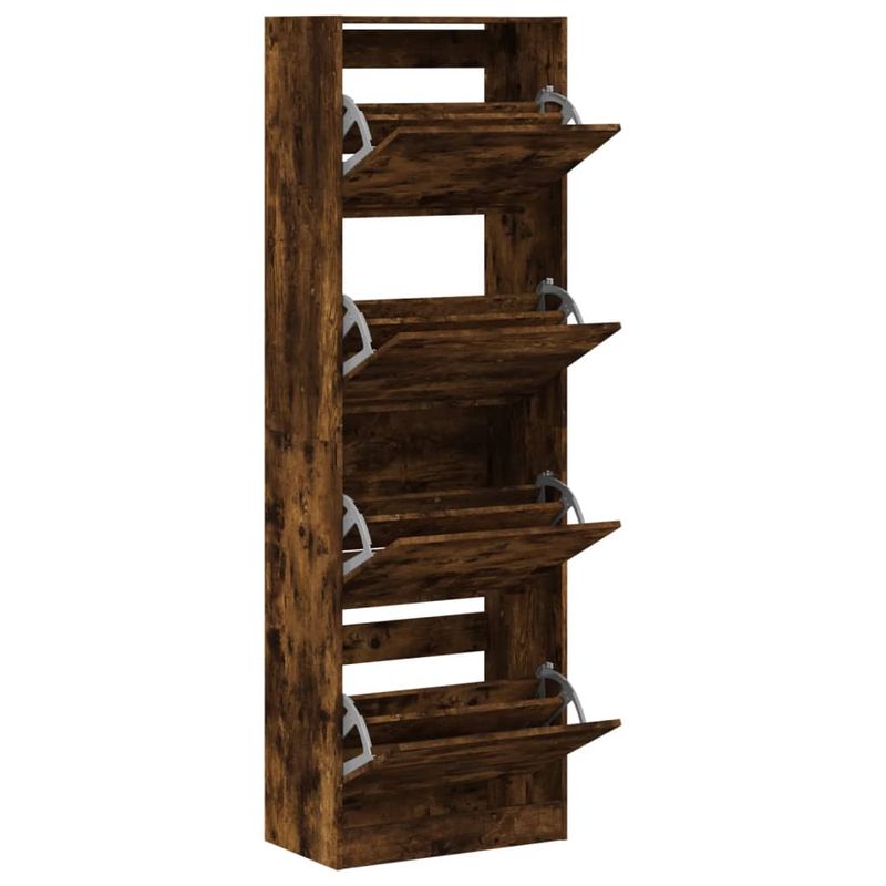 Casa si Gradina - Mobilier - Organizare si depozitare - Organizator incaltaminte - Pantofar cu 4 sertare rabatabile, stejar fumuriu, 60x34x187,5cm - Infinity.ro