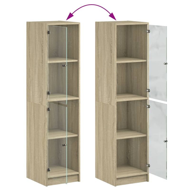 Casa si Gradina - Mobilier - Comode si corpuri - Corpuri bucatarie - Dulap inalt cu usi din sticla, stejar sonoma, 35x37x142 cm - Infinity.ro