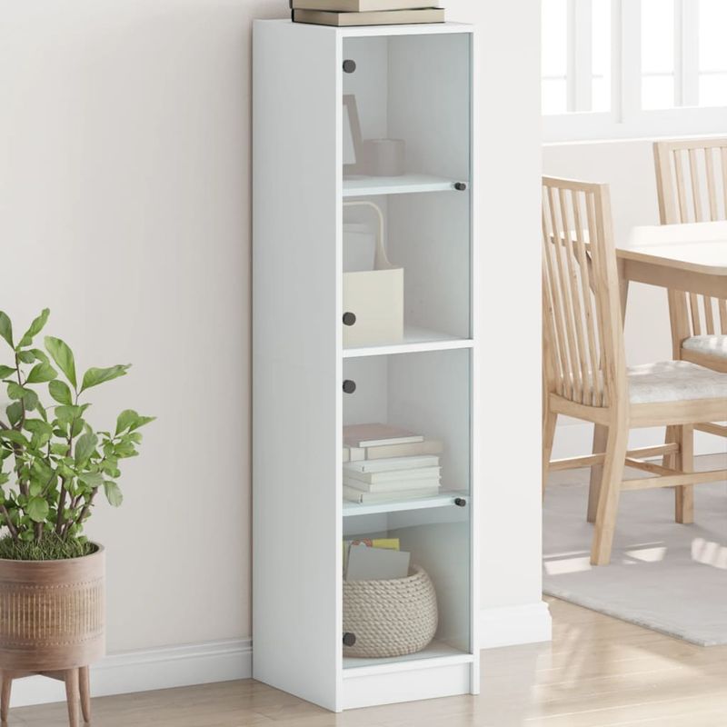 Casa si Gradina - Mobilier - Comode si corpuri - Comode - Dulap cu usi din sticla, alb, 35x37x142 cm - Infinity.ro