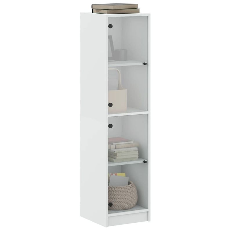 Casa si Gradina - Mobilier - Comode si corpuri - Comode - Dulap cu usi din sticla, alb, 35x37x142 cm - Infinity.ro