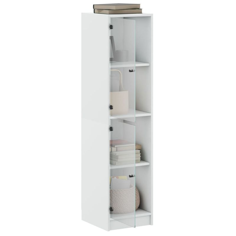 Casa si Gradina - Mobilier - Comode si corpuri - Comode - Dulap cu usi din sticla, alb, 35x37x142 cm - Infinity.ro