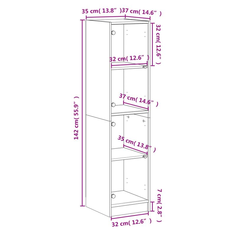 Casa si Gradina - Mobilier - Comode si corpuri - Comode - Dulap cu usi din sticla, alb, 35x37x142 cm - Infinity.ro