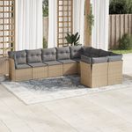 Casa si Gradina - Gradina si terasa - Mobilier exterior - Seturi mobila gradina - Set canapele de gradina, 9 piese, cu perne, bej, poliratan - Infinity.ro
