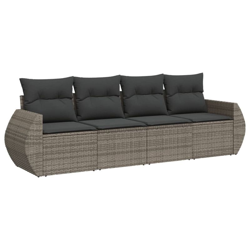 Casa si Gradina - Gradina si terasa - Mobilier exterior - Seturi mobila gradina - Set canapea de gradina cu perne, 4 piese, gri, poliratan - Infinity.ro