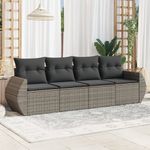 Casa si Gradina - Gradina si terasa - Mobilier exterior - Seturi mobila gradina - Set canapea de gradina cu perne, 4 piese, gri, poliratan - Infinity.ro
