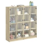 Casa si Gradina - Mobilier - Biblioteci si rafturi - Biblioteci - Biblioteca cu usi stejar sonoma 136x37x142 cm lemn compozit - Infinity.ro
