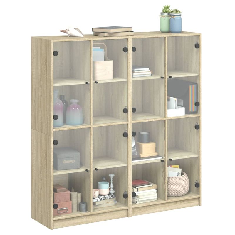 Casa si Gradina - Mobilier - Biblioteci si rafturi - Biblioteci - Biblioteca cu usi stejar sonoma 136x37x142 cm lemn compozit - Infinity.ro
