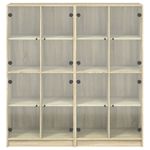 Casa si Gradina - Mobilier - Biblioteci si rafturi - Biblioteci - Biblioteca cu usi stejar sonoma 136x37x142 cm lemn compozit - Infinity.ro