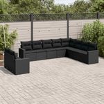 Casa si Gradina - Gradina si terasa - Mobilier exterior - Canapele si fotolii gradina - Set canapele de gradina cu perne, 10 piese, negru, poliratan - Infinity.ro