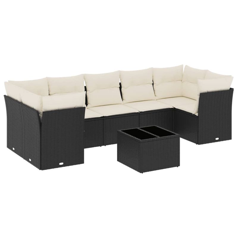 Casa si Gradina - Gradina si terasa - Mobilier exterior - Seturi mobila gradina - Set mobilier de gradina cu perne, 8 piese, negru, poliratan - Infinity.ro