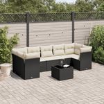 Casa si Gradina - Gradina si terasa - Mobilier exterior - Seturi mobila gradina - Set mobilier de gradina cu perne, 8 piese, negru, poliratan - Infinity.ro