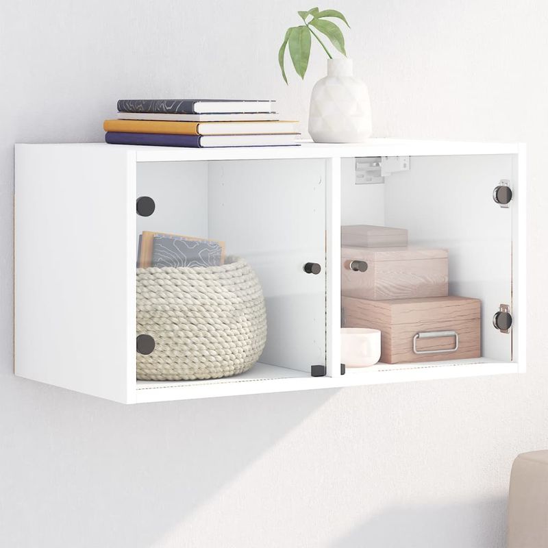 Casa si Gradina - Mobilier - Dulapuri si sifoniere - Dulapuri - Dulap de perete cu usi din sticla, alb, 68,5x37x35 cm - Infinity.ro