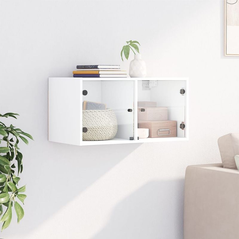 Casa si Gradina - Mobilier - Dulapuri si sifoniere - Dulapuri - Dulap de perete cu usi din sticla, alb, 68,5x37x35 cm - Infinity.ro