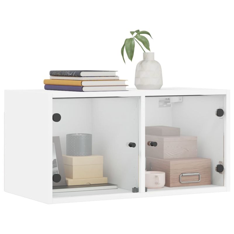 Casa si Gradina - Mobilier - Dulapuri si sifoniere - Dulapuri - Dulap de perete cu usi din sticla, alb, 68,5x37x35 cm - Infinity.ro