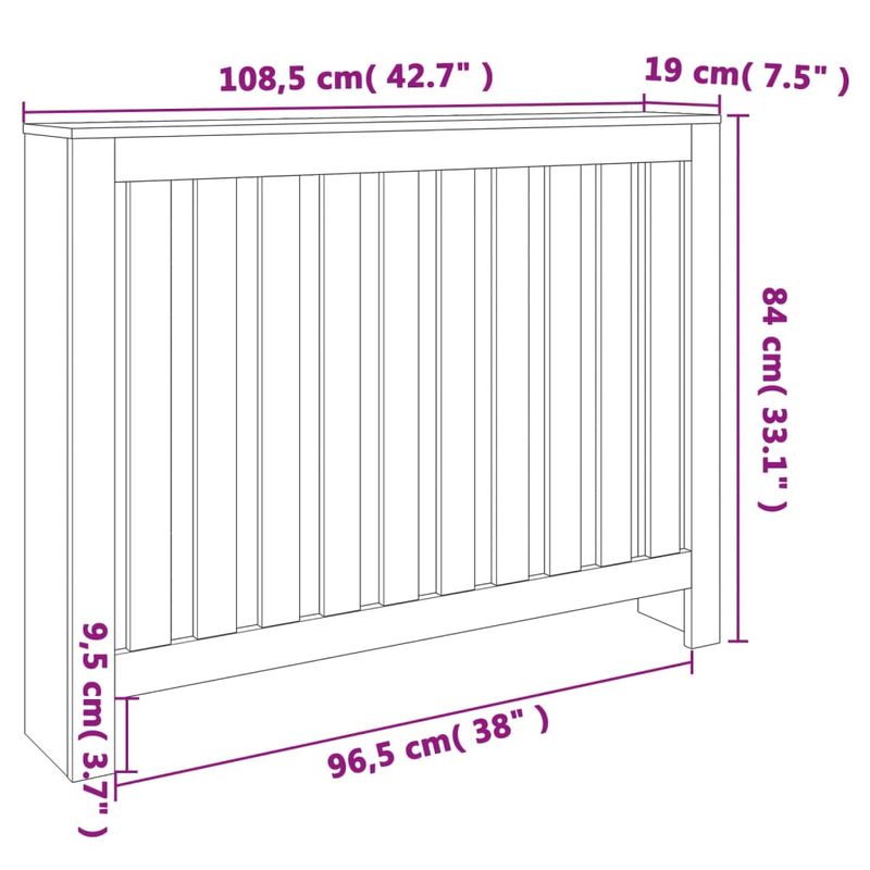 Casa si Gradina - Termice - Calorifere si accesorii - Accesorii calorifere - Masca pentru calorifer maro ceruit 108,5x19x84cm lemn masiv pin - Infinity.ro