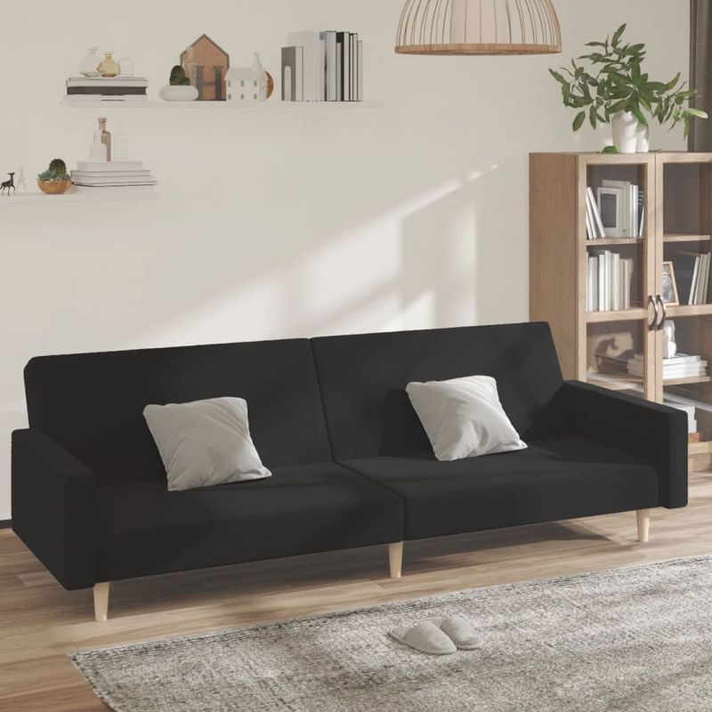 Casa si Gradina - Mobilier - Canapele si coltare - Canapele - Canapea extensibila cu 2 locuri, negru, material textil - Infinity.ro