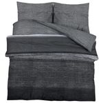 Casa si Gradina - Textile si covoare - Lenjerii de pat - Seturi de lenjerie - Set cu husa de pilota, gri inchis, 200x200 cm, bumbac, gri închis și negru, mărime 200x200 cm + 65x65 cm - Infinity.ro
